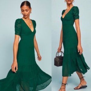 Reformation ✨ Cosa Tiered Crep De Chine Dress ✨ Rare! Size 6!